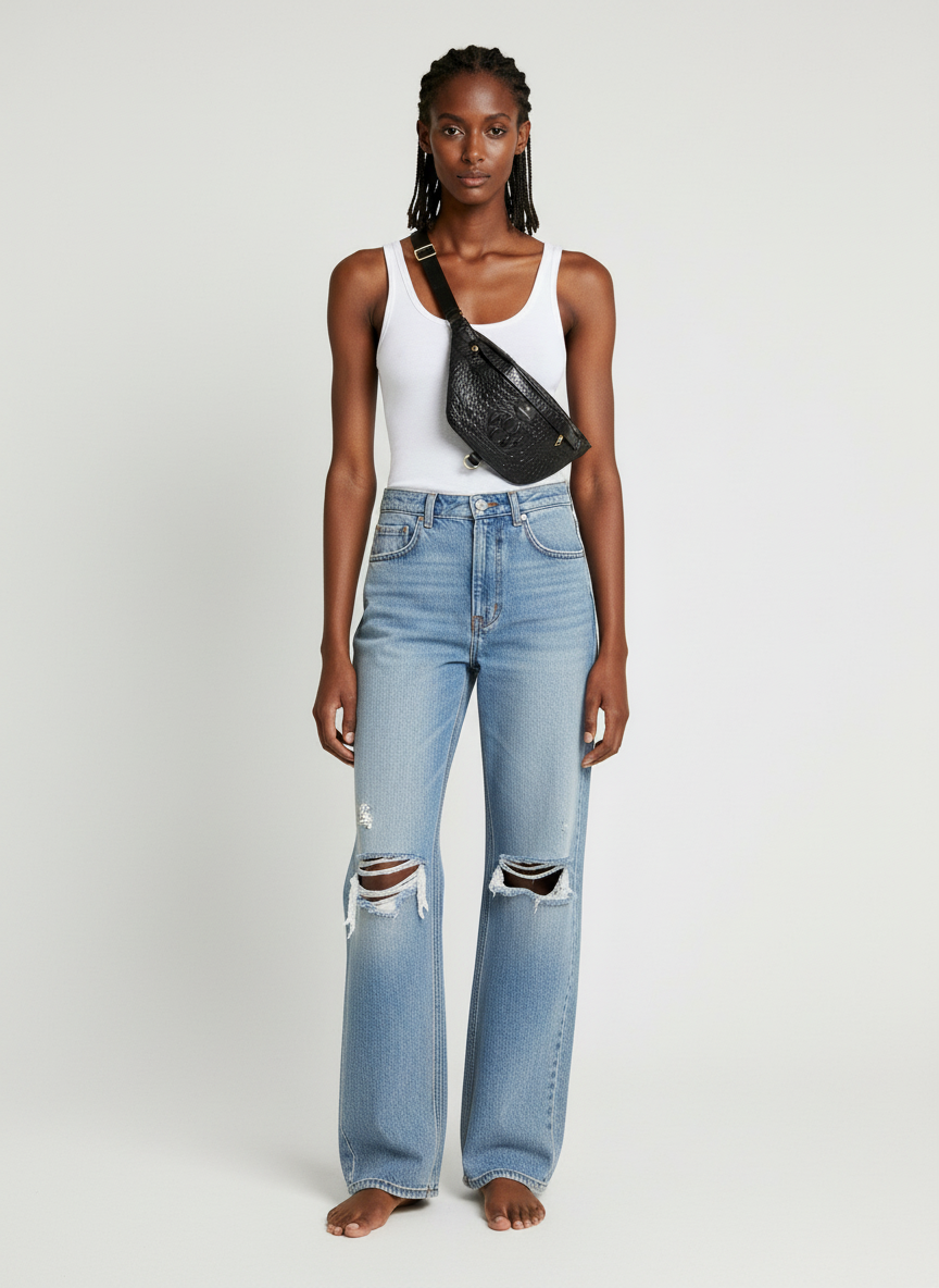 The Croc Leather Bumbag {Onyx}