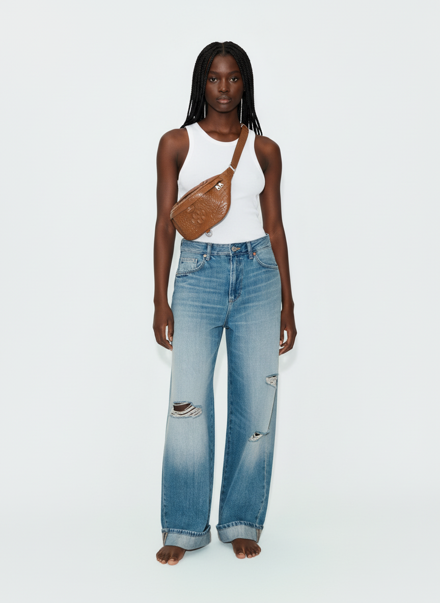 The Croc Leather Bumbag {Cognac}