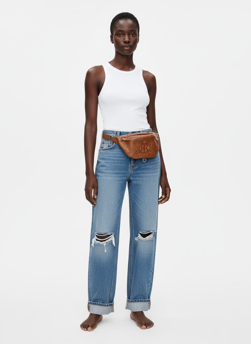 The Croc Leather Bumbag {Cognac}