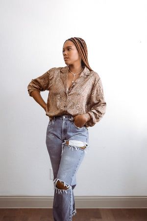 Vintage Leopard Print Blouse