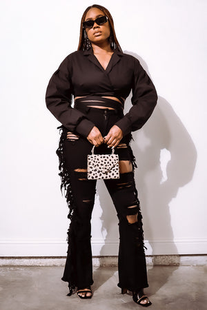Tied Up Crop Top {Black}