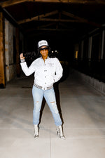 Members Only Bomber Jacket {White & Grey}